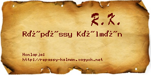 Répássy Kálmán névjegykártya